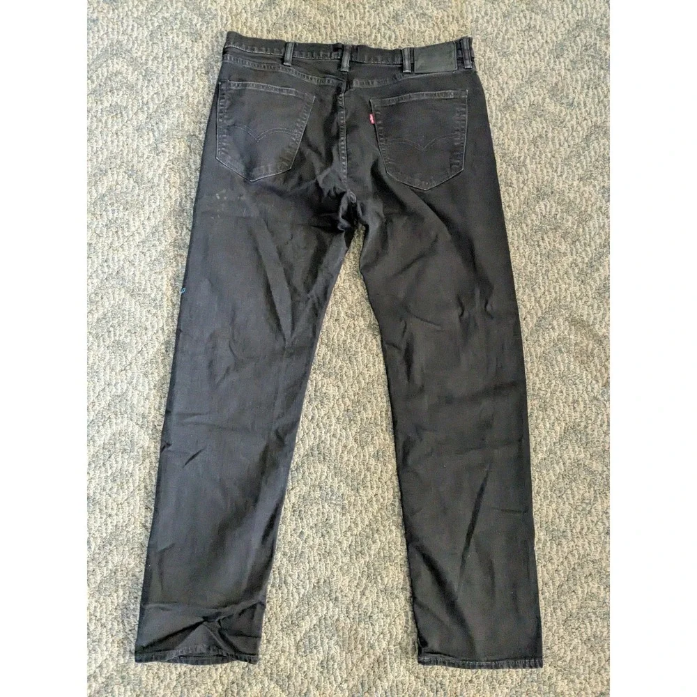 Levis 505 Regular Fit Black Denim Jeans Mens 38x34 Straight Leg 00505-1351